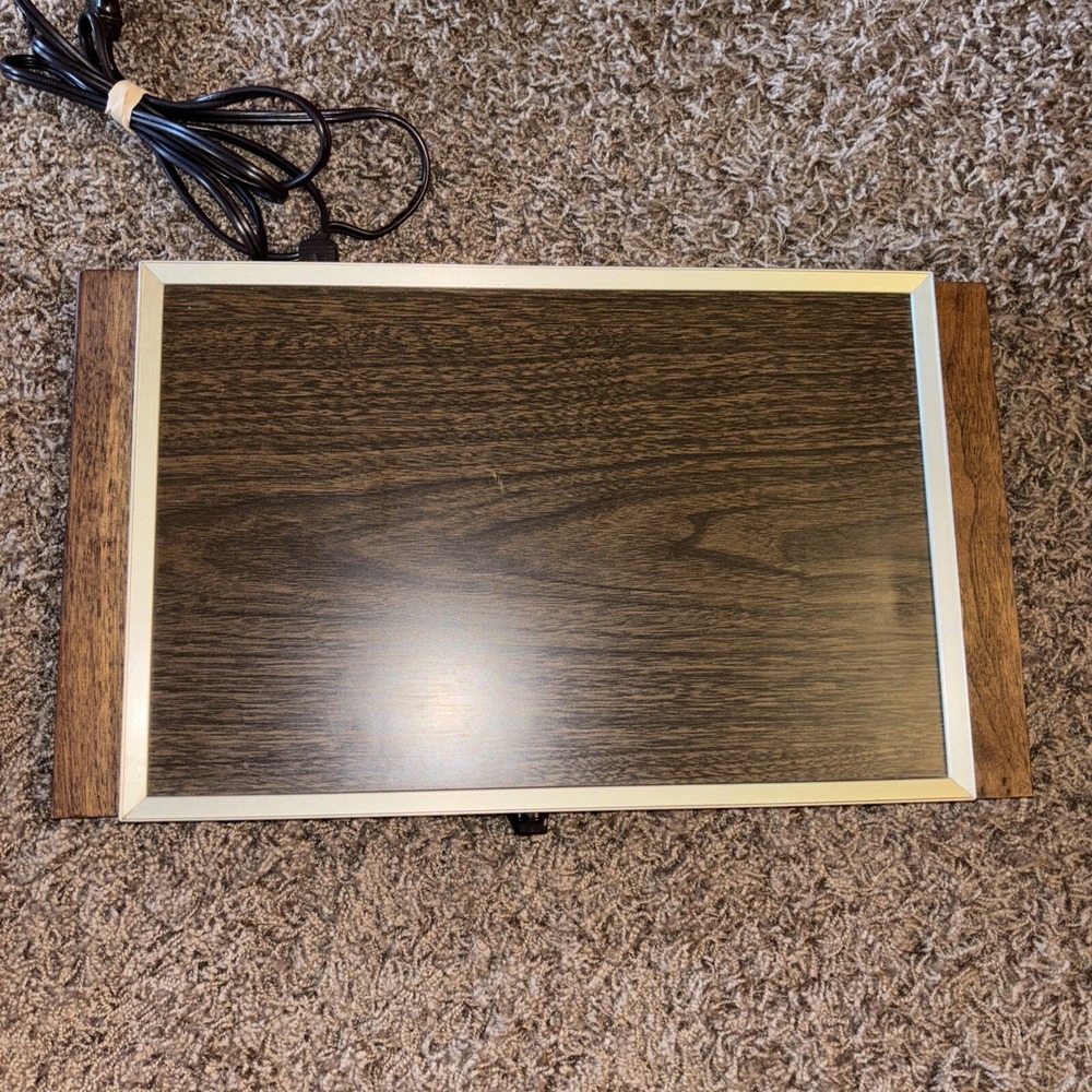 Mid Century Modern Cornwall Electric Faux Wood Heating Tray - TESTED Works Well